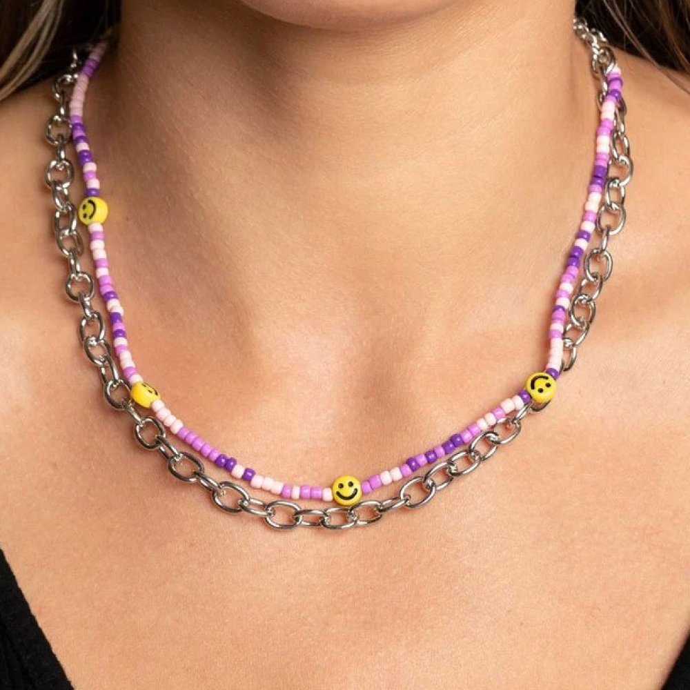 Paparazzi Happy Looks Good On You Purple Necklace & Earring Set